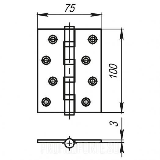 Петля латунная Armadillo IN4500UC (500-C4) 100x75x3 WAB Бронза матовая