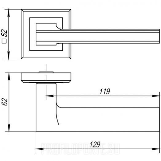 Ручка дверная Punto QL Vector - размер и схема