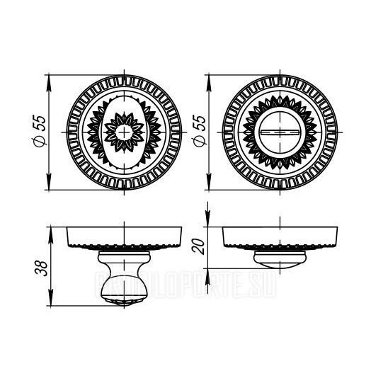 Завёртка WC Armadilo BOLT BK6 CL AS-9 Серебро античное