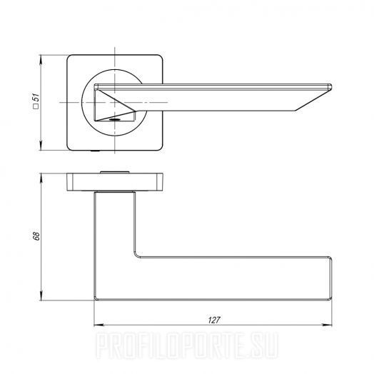 схема и размеры ручки Ajax JK ULTRA SSC-16 хром матовый