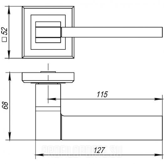 Ручка дверная Punto QL Tech - схема и размеры