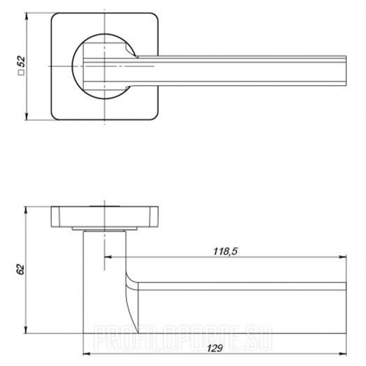 Ручка дверная Punto ZQ Roto - схема и размеры