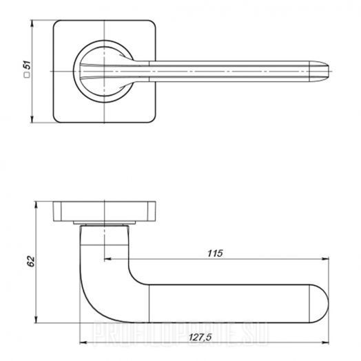 Ручка дверная Punto ZQ Droid - схема и размеры