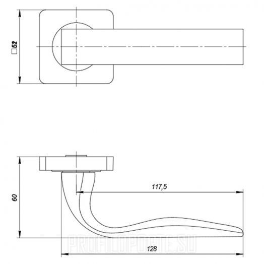 Ручка дверная Punto ZQ Integra - схема и размеры