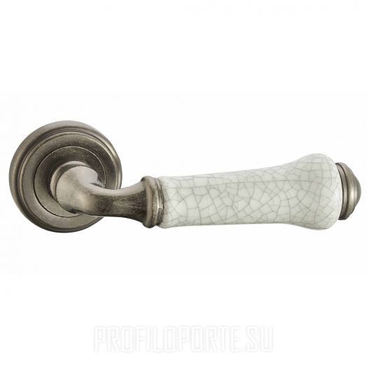 Ручка дверная Vantage V31AS, ZR серебро состаренное, керамика кракелюр