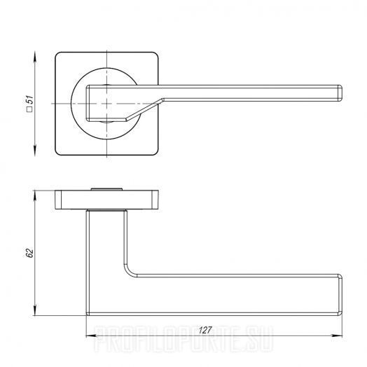 Схема и размеры ручки Ajax JK LEVEL